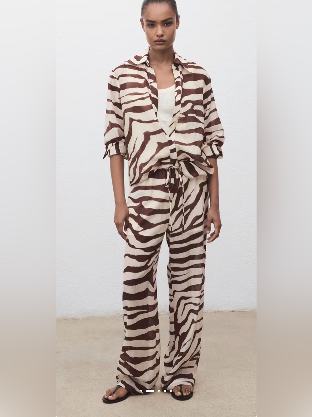 Mango Zebra-Print Wide Leg Pants